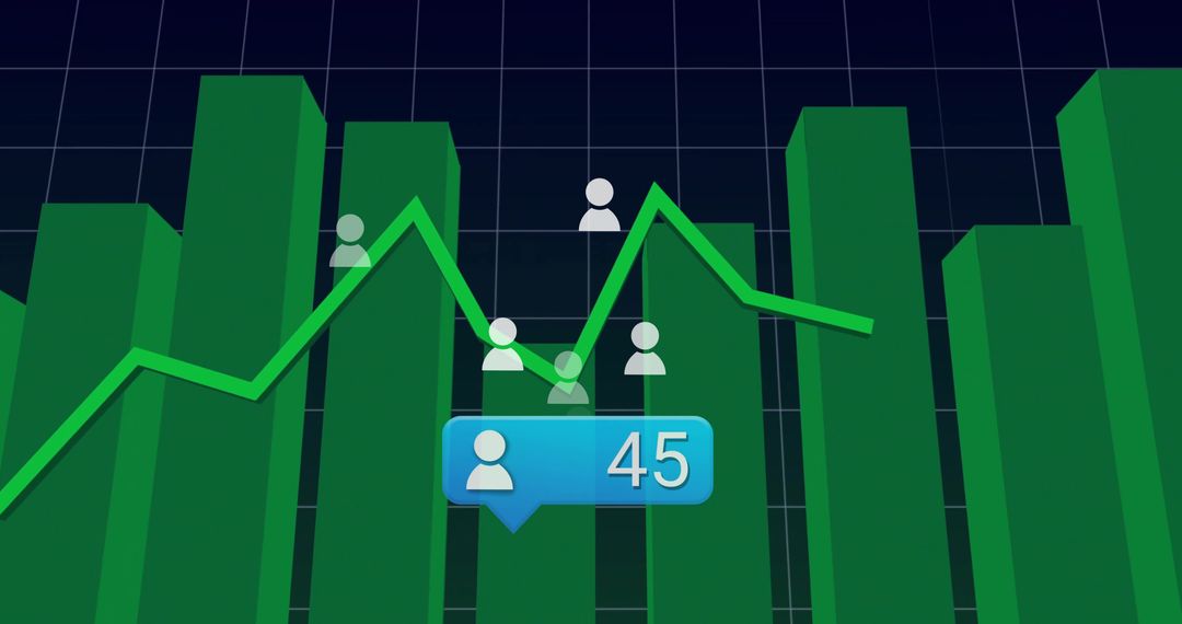 3D Dashboard with Bar and Line Graphs Illustrating User Data