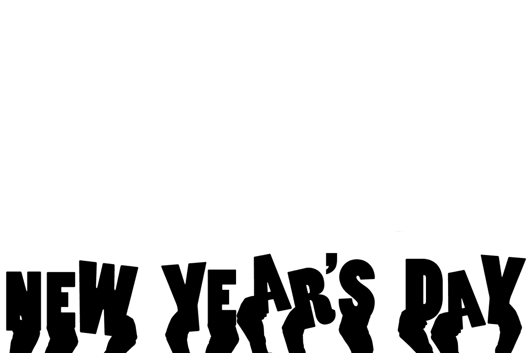 New Year’s Day Celebration Text with Transparent Hands
