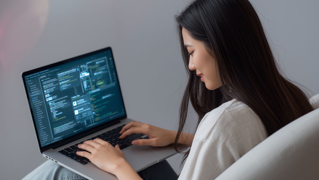 Woman Coder Engaged in Software Development at Home