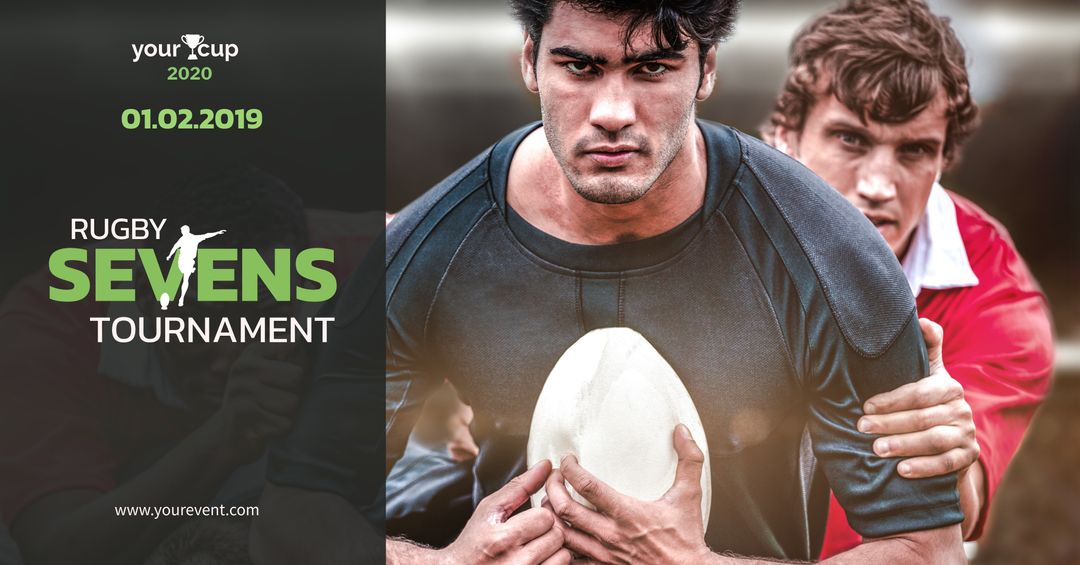 Intense Rugby Player Showcasing Determination for Tournament Promotion