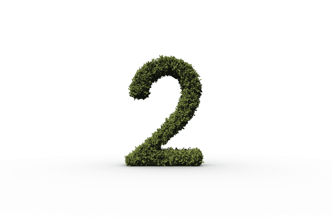 Nature-Inspired Number Two Transparent Graphic with Green Textures