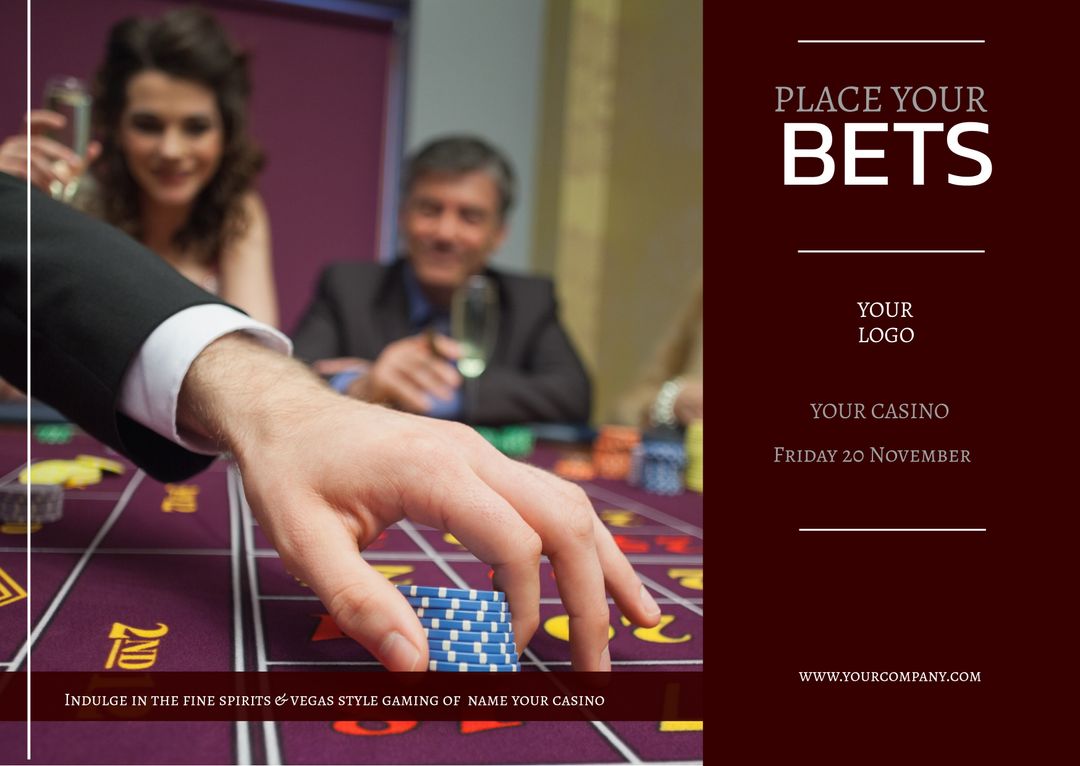 Hand Placing Bets at Casino Table with People in Background - Download Free Stock Templates Pikwizard.com