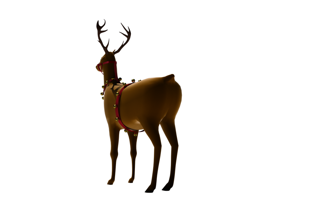 Transparent Christmas Reindeer with Bells Standing Back - Download Free Stock Images Pikwizard.com