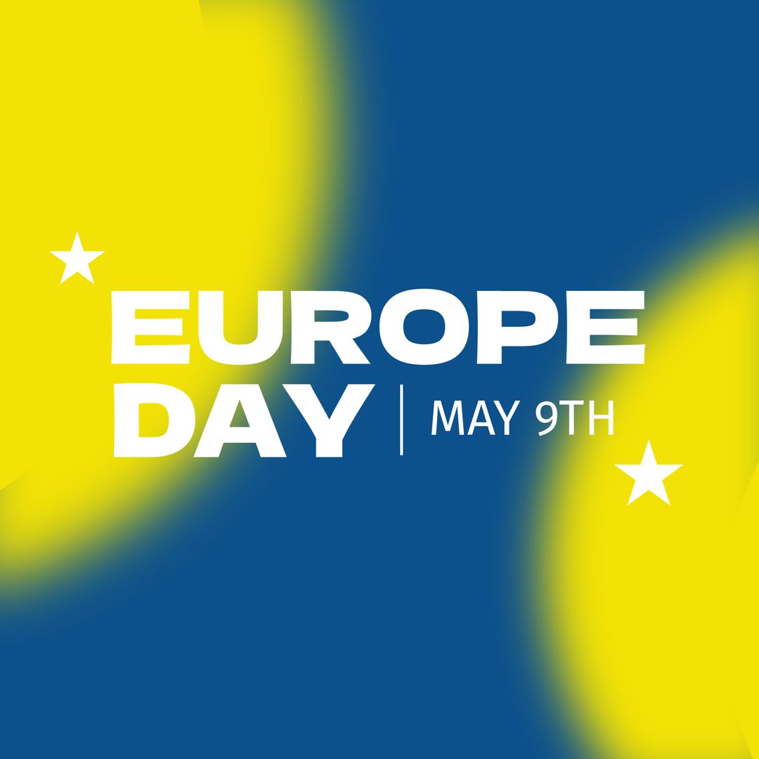 Europe Day Celebration Banner with Yellow and Blue