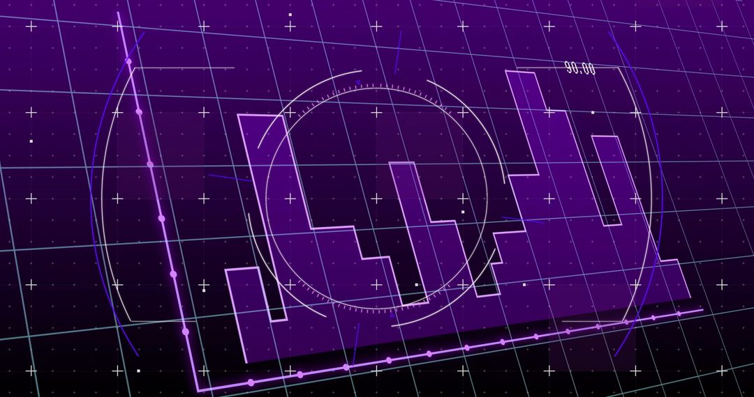 Futuristic Purple Histogram Chart on Digital Dashboard