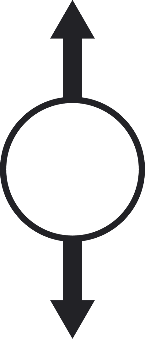 Black Circle with Arrows Up and Down on Transparent Background