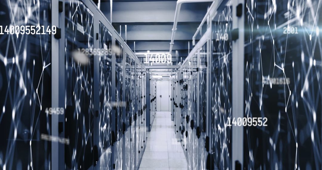Futuristic Data Center with Digital Connections and Network Technologies