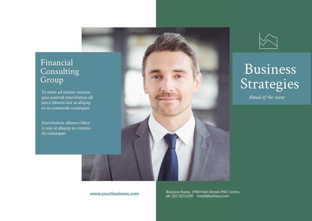 Confident Businessman Promoting Professional Services for Consulting Firms