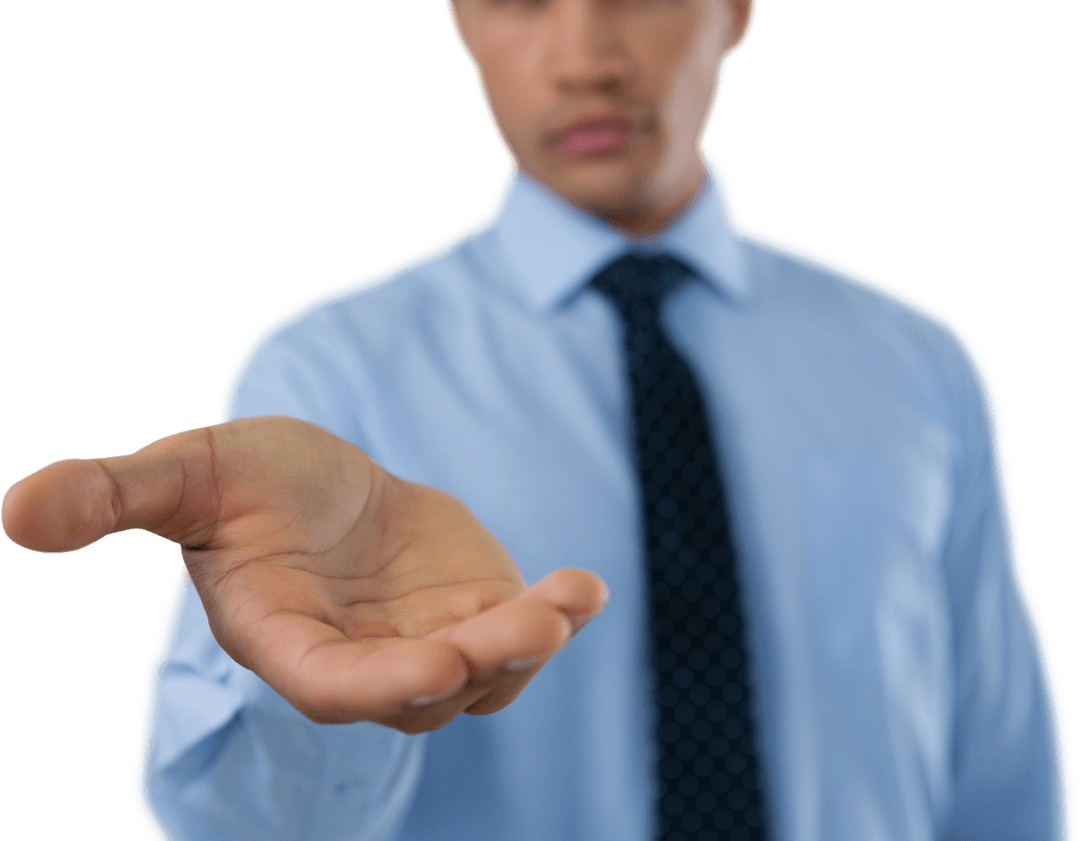 Transparent Midsection Businessman Extending Hand in Trust Gesture