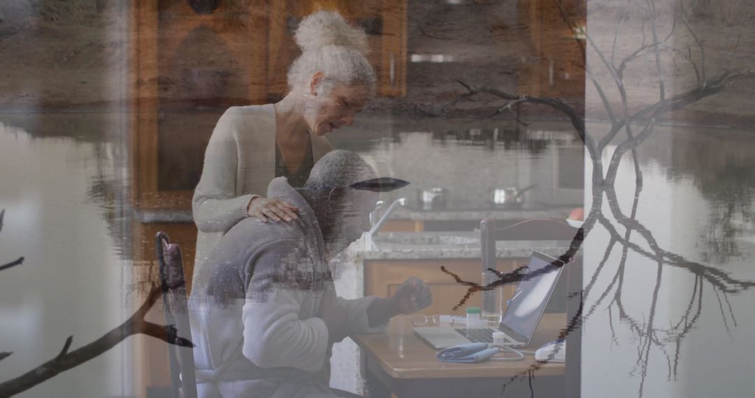 Mature Couple Collaborating in Cozy Home Workspace