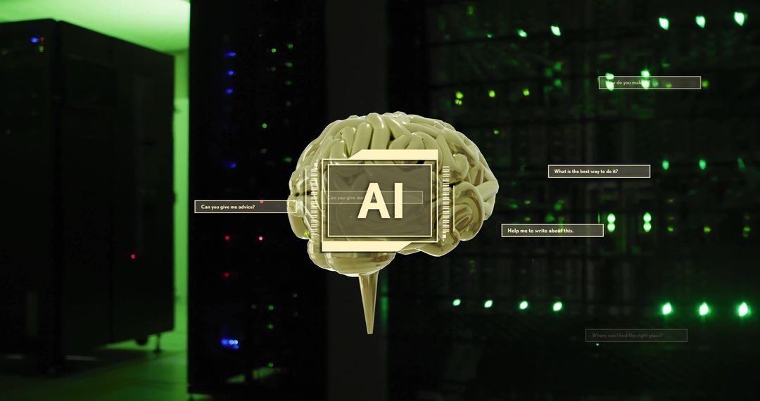 AI Brain with Digital Interface on Server Background - Free Images, Stock Photos and Pictures on Pikwizard.com