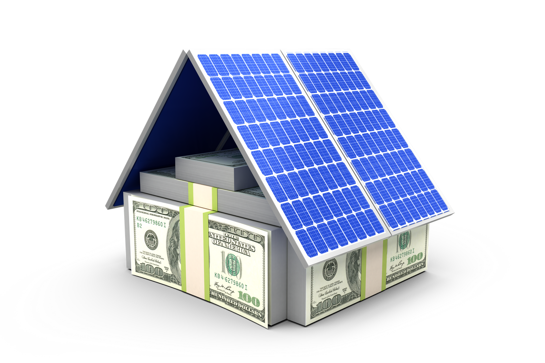 3D Transparent Home Built with US Dollars and Solar Panels - Download Free Stock Images Pikwizard.com