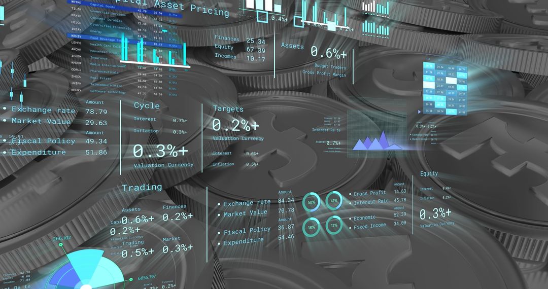 Digital Financial Analytics Over Silver Pound Coins