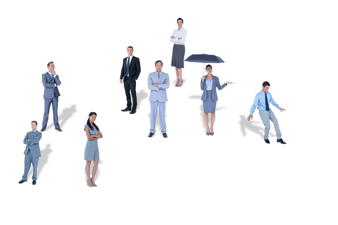 Diverse Business Team Figures on Transparent Background