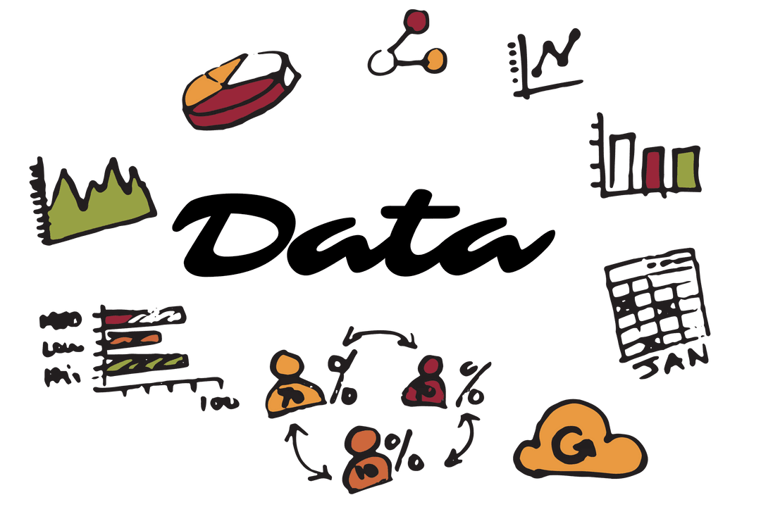 Transparent Illustration of Data Communication Elements with Icons