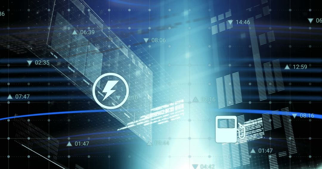 Futuristic Digital Interface with Energetic Icons