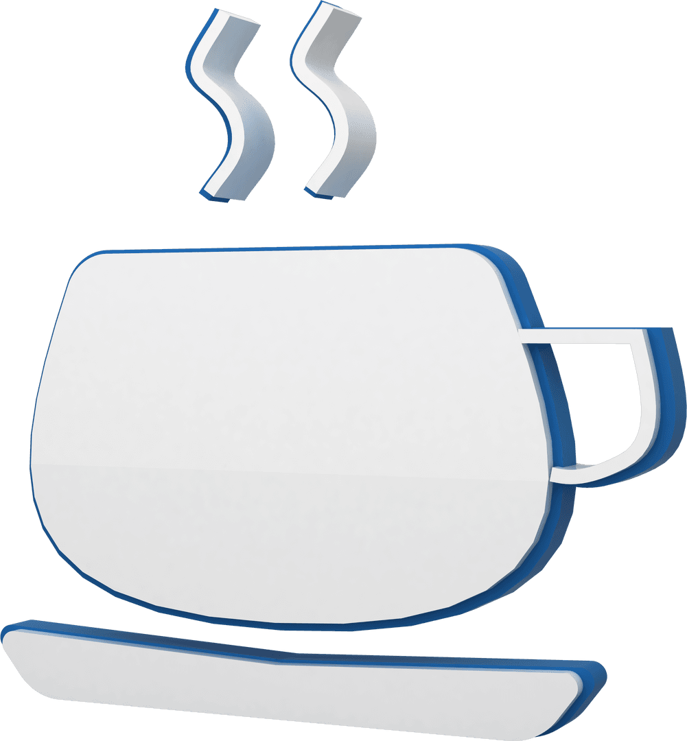 Transparent Three-Dimensional Hot Coffee Cup Symbol
