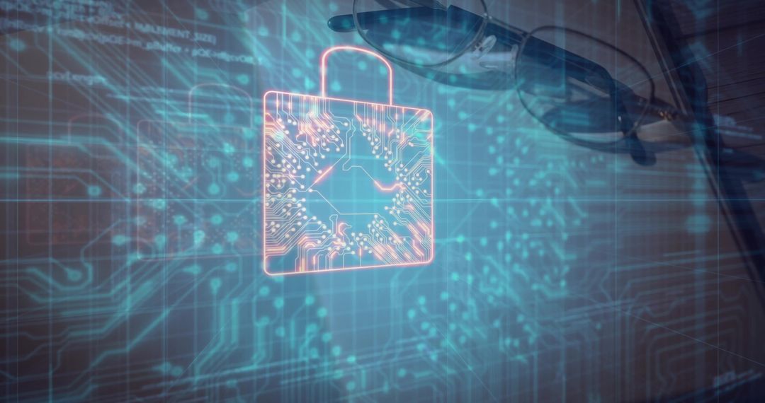 Futuristic Padlock Hologram Representing Cybersecurity Innovation