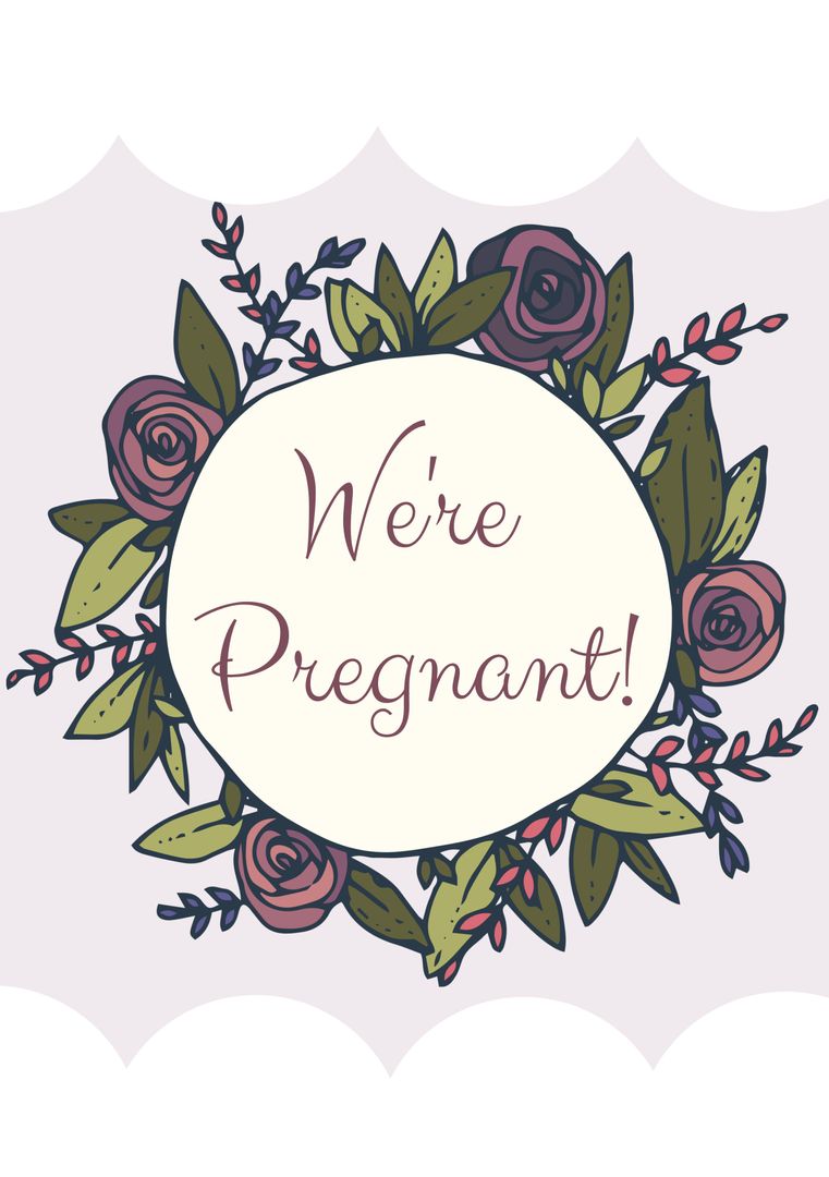 Floral Wreath Pregnant Announcement Design