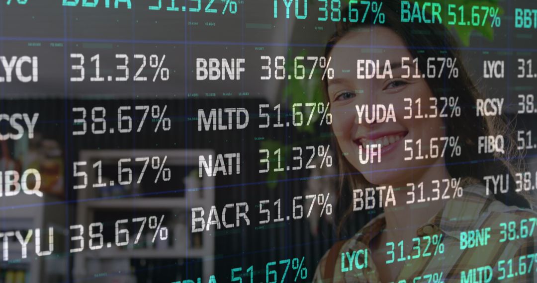 Financial Data with Woman Using Smartphone for Digital Payment