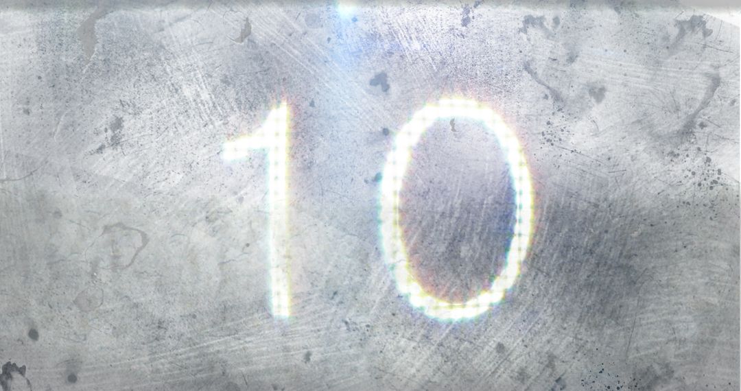 Glowing Number Ten on Textured Metallic Background