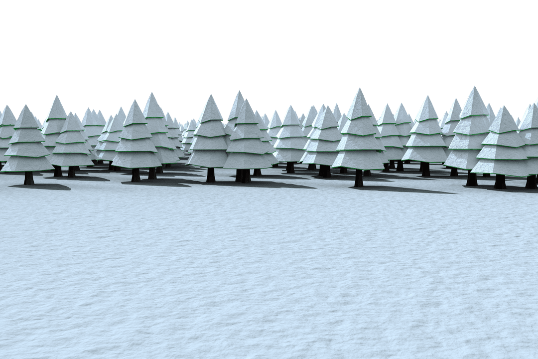 Transparent Winter Scene with Snowy Christmas Trees in Forest