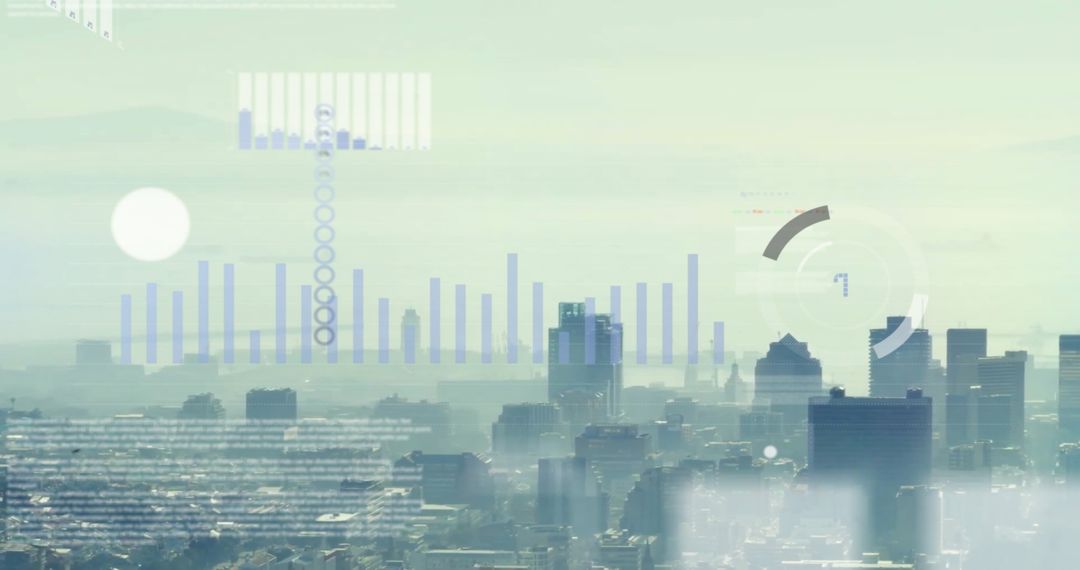 Futuristic Market Data over Modern Cityscape