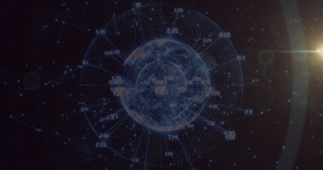 Glowing Holographic Globe in Digital Data Interface