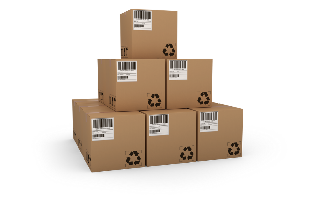 Stack of Transparent Brown Cardboard Boxes with Recycling Symbols - Download Free Stock Images Pikwizard.com