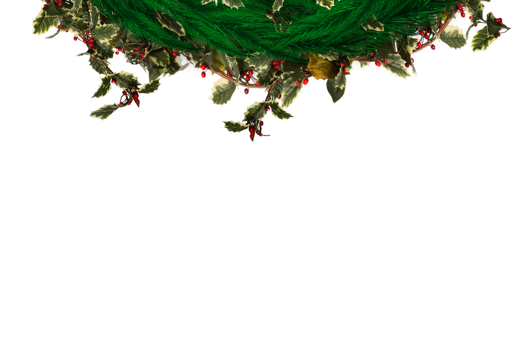 Festive Christmas Wreath Translucent Design with Greenery and Berries