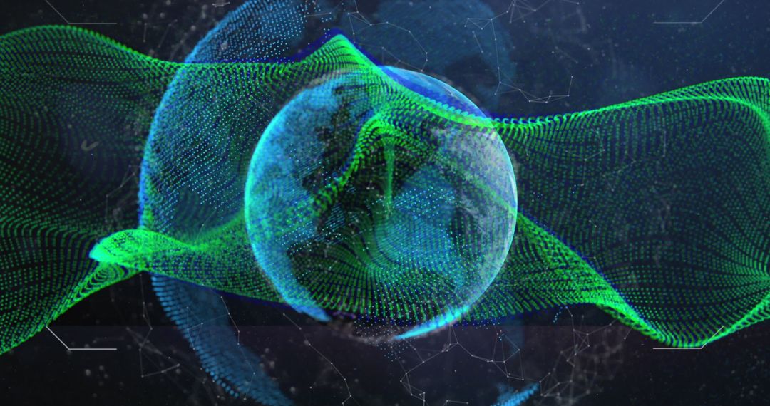 Dynamic Digital Waves Around Holographic Globe