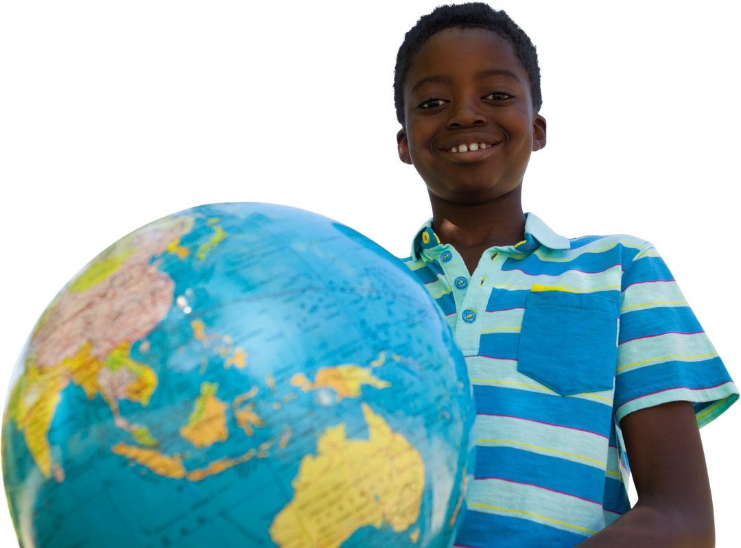 Smiling Boy Holding Transparent Globe with Asia Pacific at Foreground - Download Free Stock Images Pikwizard.com