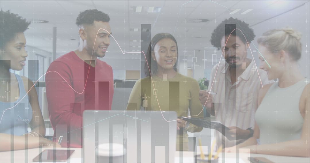 Diverse Business Team Analyzing Financial Data at Office Meeting