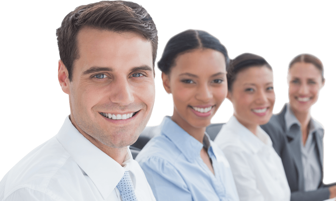 Diverse Colleagues Smiling Against Transparent Background