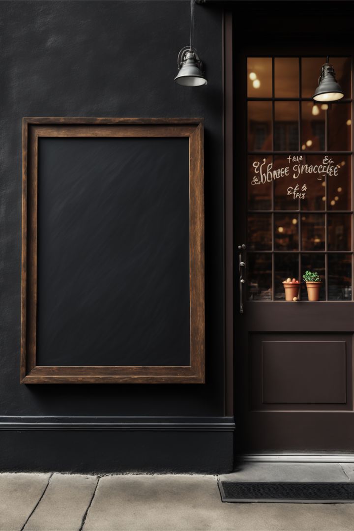 Image of plants and chalkboard outside store with copy space, created using generative ai technology - Free Images, Stock Photos and Pictures on Pikwizard.com