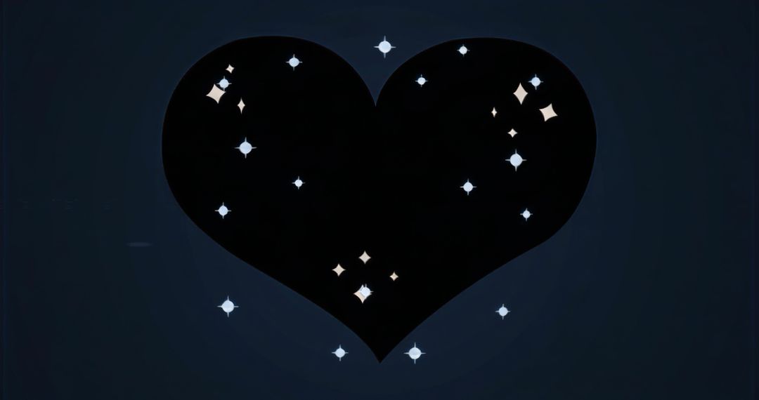 Bright Stars and Diamonds Framework Heart Shape on Navy Background