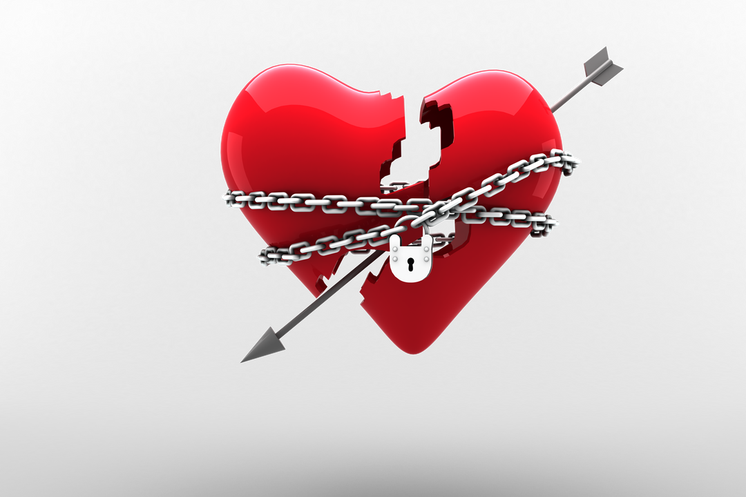 Broken Heart Locked with Chain and Arrow on Transparent Background - Download Free Stock Images Pikwizard.com