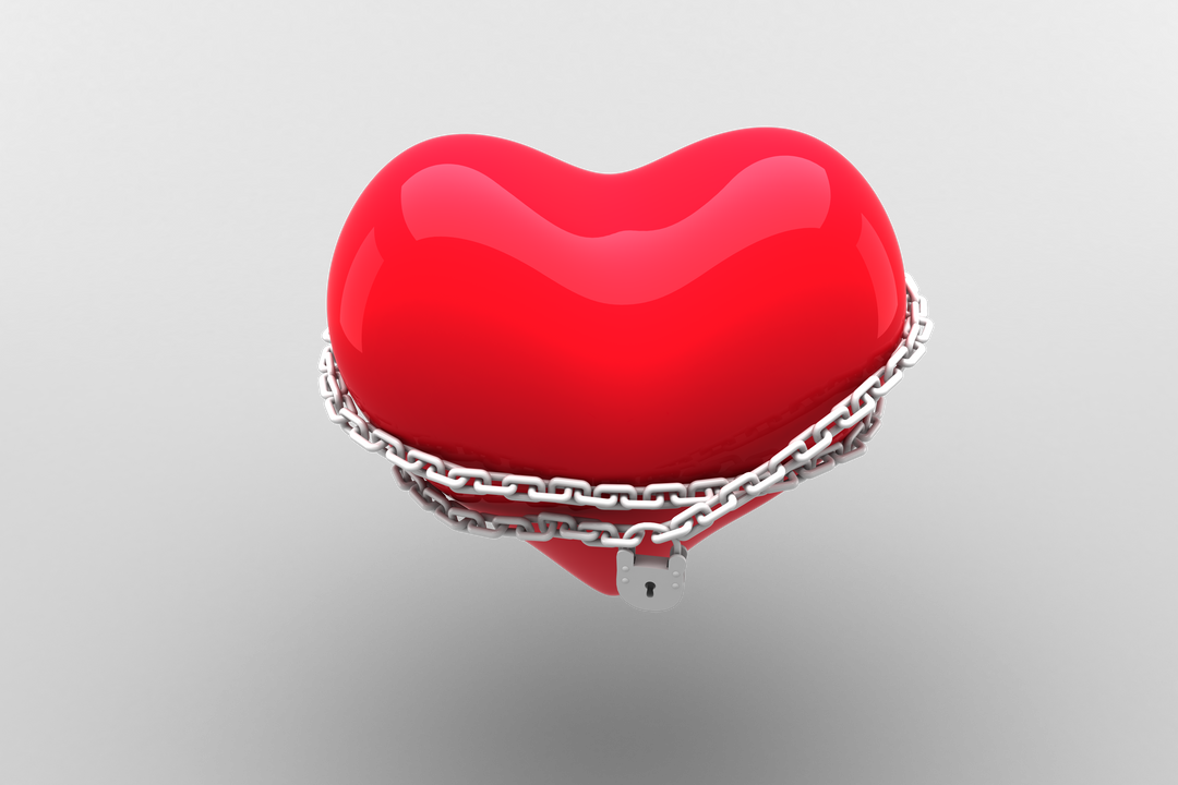 Red Heart Wrapped With Chain and Padlock On Transparent Background - Download Free Stock Images Pikwizard.com