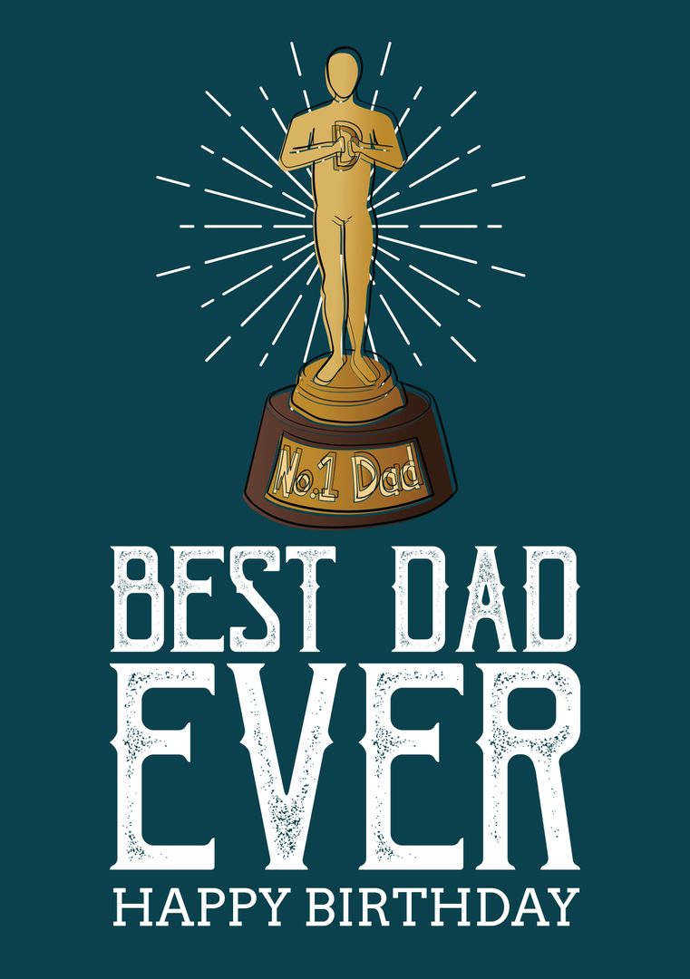 Best Dad Ever Trophy with Birthday Wishes Card Design - Download Free Stock Templates Pikwizard.com