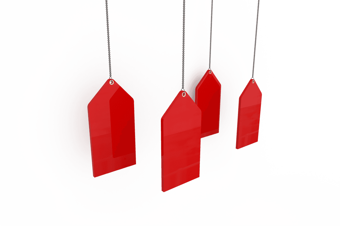 Transparent Red Gift Tags Hanging on Rope Background