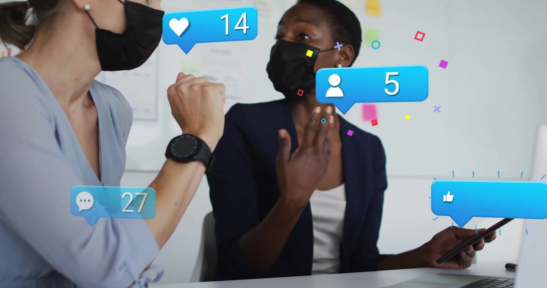 Professional Women with Technology Networking for Online Engagement