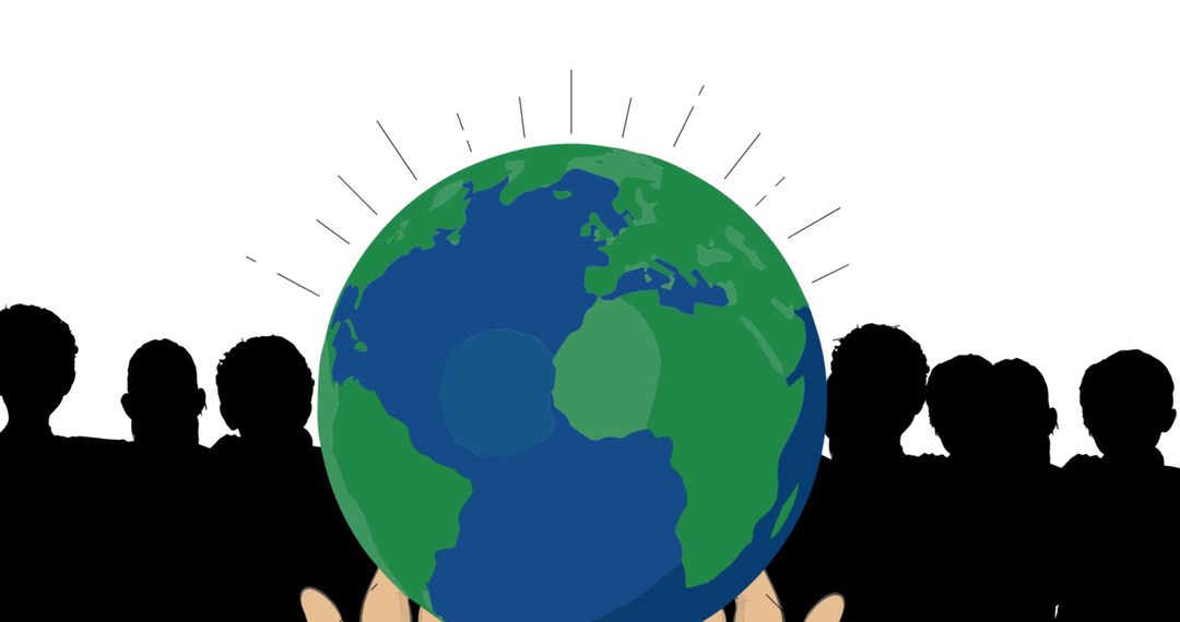 Silhouettes Holding Globe Representing Global Unity