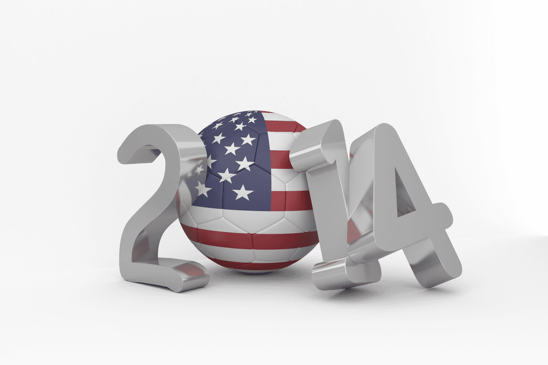 2014 Number with USA Flag Ball on Transparent Background