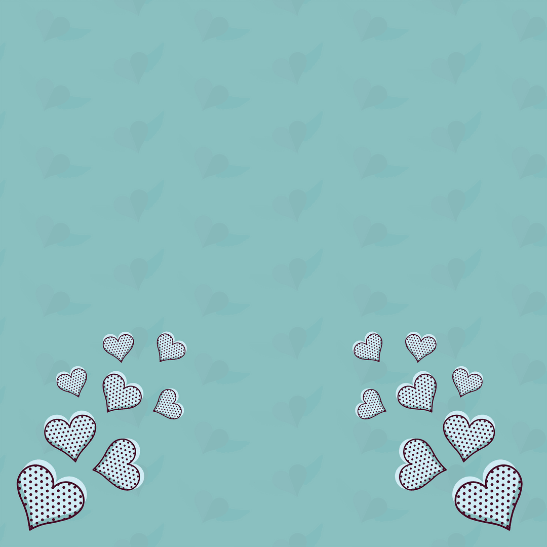 Romantic Aquamarine Hearts with Transparent Background Illustration