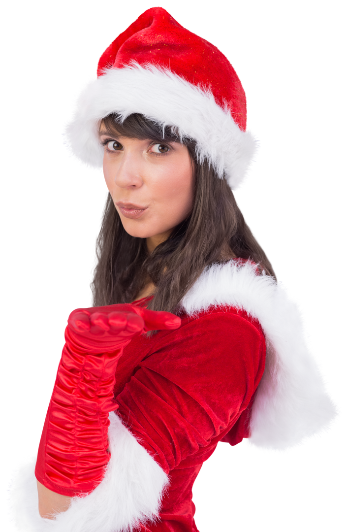 Woman in Transparent Santa Costume Blowing a Kiss - Download Free Stock Images Pikwizard.com