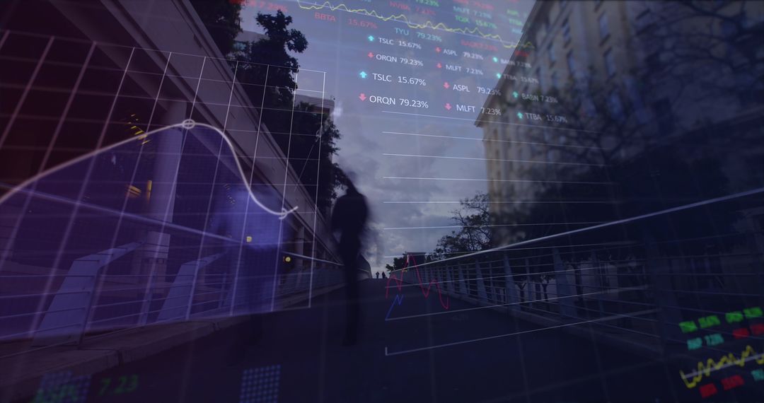 Digital Data Layering Over Urban Cityscape