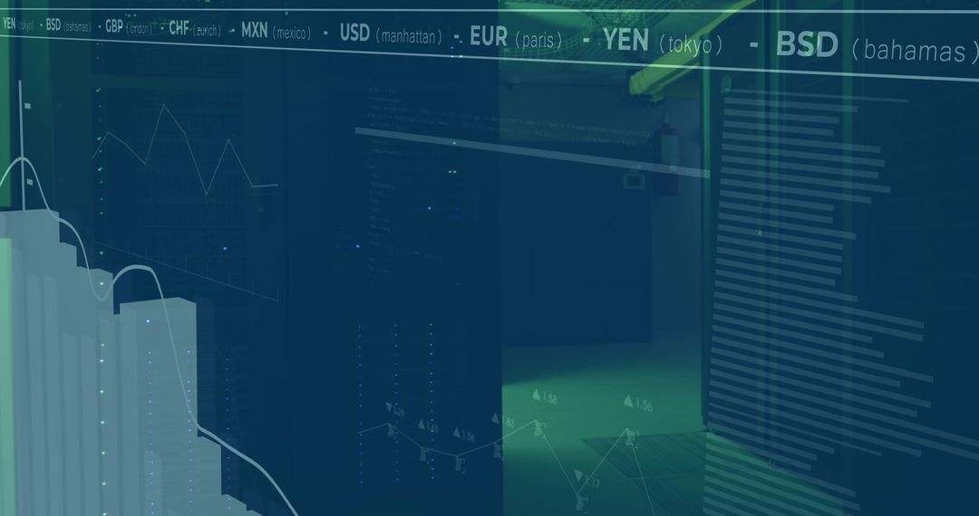 Financial Data Signals Overlaid on Online Data Security Center