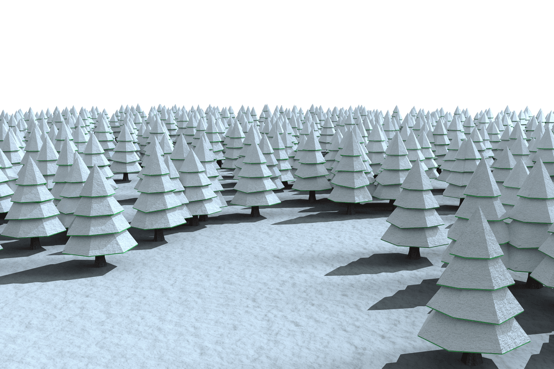 Transparent Winter Wonderland with Snow-Covered Christmas Trees