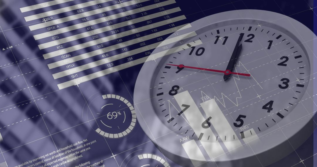 Cityscape Blended with Digital Data and Clock Elements