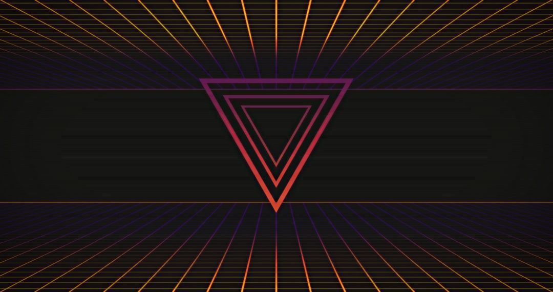 Futuristic Neon Triangles and Grid in Retro Synthwave Style